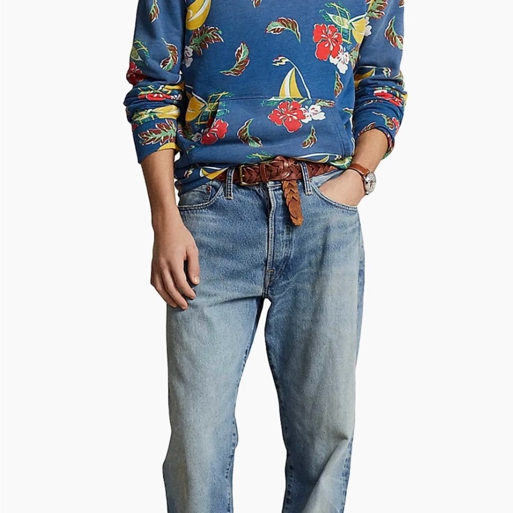 Men’s Polo Ralph Lauren Hoodie Azure Sail Blue Sailboat-Floral Fleece Size M - Picture 2 of 7
